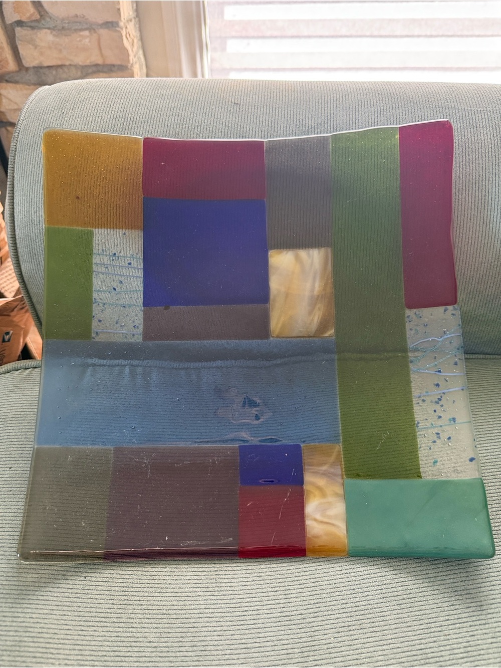 Handmade Colorful Geometric Glass Tray - Multicolor - Picture 2 of 4